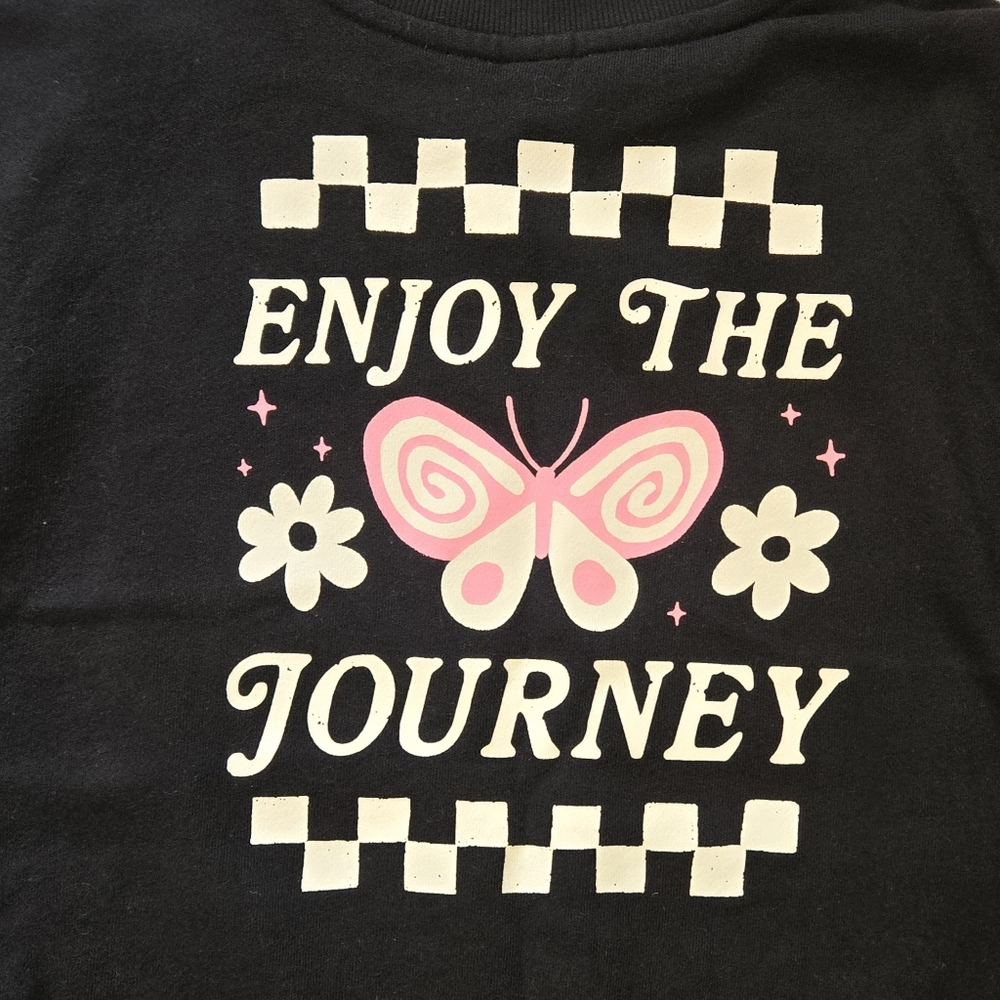 Old Navy Oversized Black Crew Neck with Butterfly Design Girls Size 10/12 - Picture 8 of 10